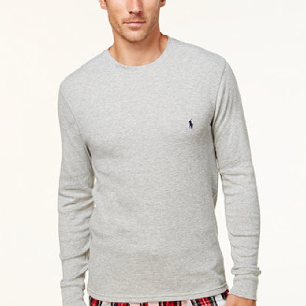 Polo Ralph Lauren men's long-sleeve waffle knit‎ crewneck shirt heather gray XL